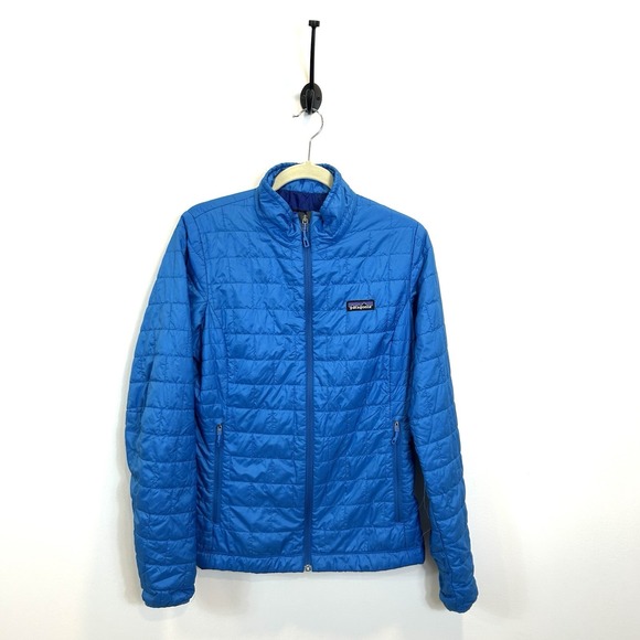 Patagonia Nano Puff Full Zip Up Insulated Jacket Womens Size Medium Solid Blue - Picture 1 of 10